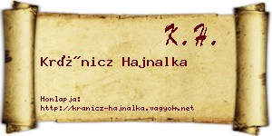 Kránicz Hajnalka névjegykártya